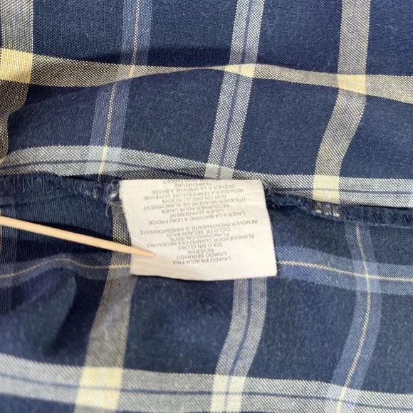 Wrangler Mens Button Down Shirt LG Blue Plaid Short Sleeve Rugged Wear Outdoors - Picture 9 of 10